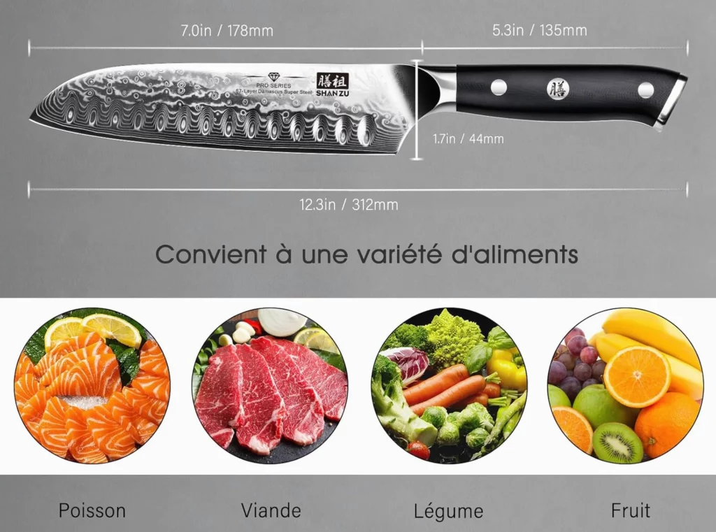 couteau santoku taille